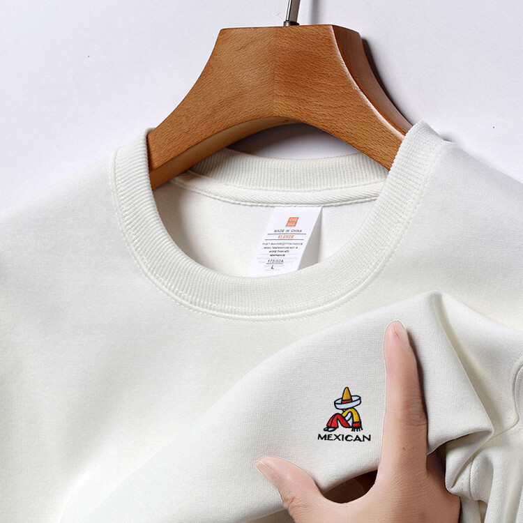 Ανδρικό βαμβακερό πουλόβερ με μακρύ μανίκι και στρογγυλή λαιμόκοψη, κέντημα για άνοιξη και φθινόπωρο