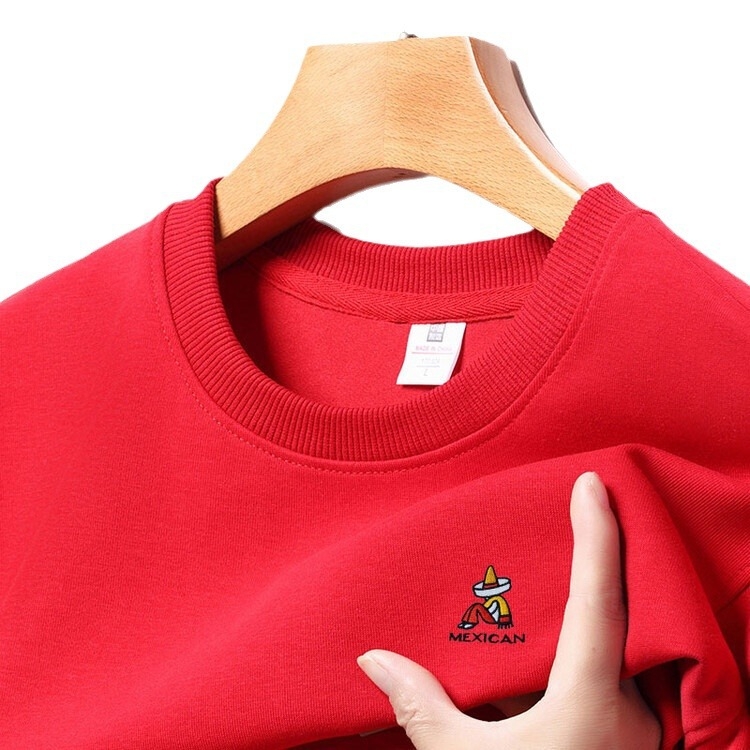 Ανδρικό βαμβακερό πουλόβερ με μακρύ μανίκι και στρογγυλή λαιμόκοψη, κέντημα για άνοιξη και φθινόπωρο