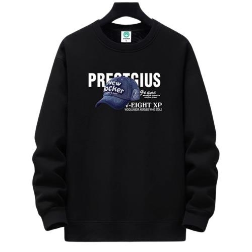Muški fleece pulover s okruglim izrezom, dugi rukavi, otisak, poliester, opuštenog kroja