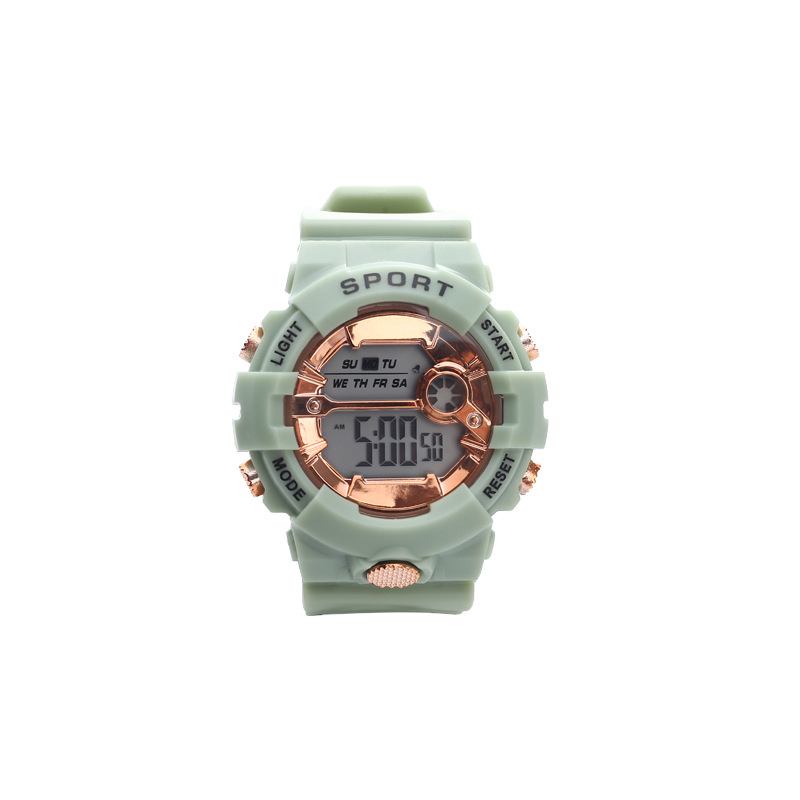 Terry elektroniskais pulkstenis ar NT-881 mehānismu, ciparu displejs, nakts apgaismojums, korpuss PVC un siksniņa PVC, universālais ikdienas sporta pulkstenis