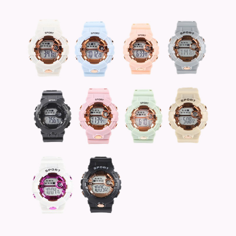 Terry elektroniskais pulkstenis ar NT-881 mehānismu, ciparu displejs, nakts apgaismojums, korpuss PVC un siksniņa PVC, universālais ikdienas sporta pulkstenis