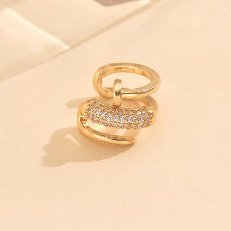 Bakrene naušnice s cirkonijem, ženski ležerni luksuzni stil, valoviti oblik