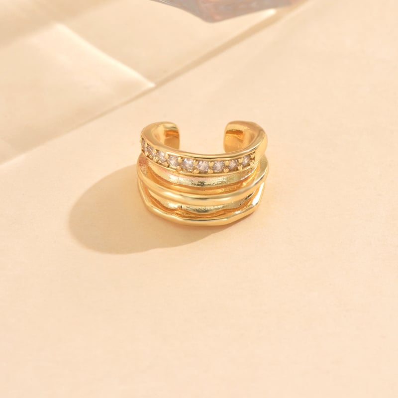 Bakrene naušnice s cirkonijem, ženski ležerni luksuzni stil, valoviti oblik