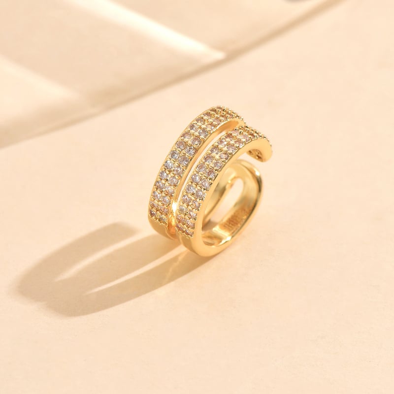 Bakrene naušnice s cirkonijem, ženski ležerni luksuzni stil, valoviti oblik