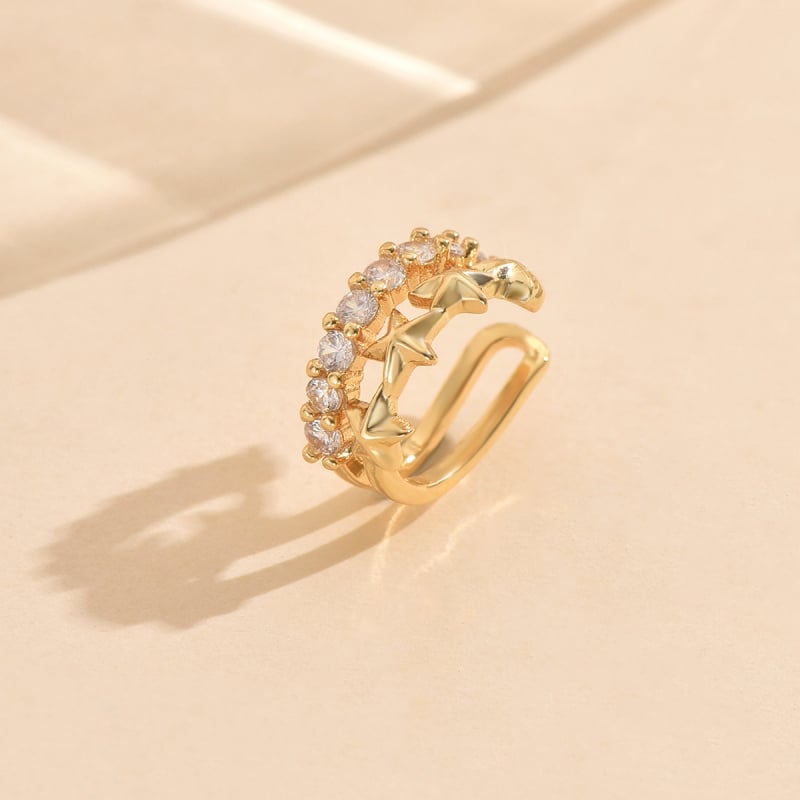 Bakrene naušnice s cirkonijem, ženski ležerni luksuzni stil, valoviti oblik