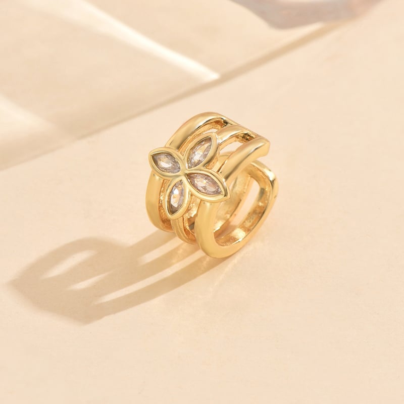 Bakrene naušnice s cirkonijem, ženski ležerni luksuzni stil, valoviti oblik