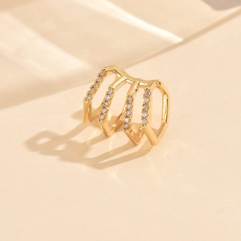 Bakrene naušnice s cirkonijem, ženski ležerni luksuzni stil, valoviti oblik