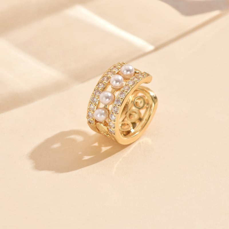 Bakrene naušnice s cirkonijem, ženski ležerni luksuzni stil, valoviti oblik