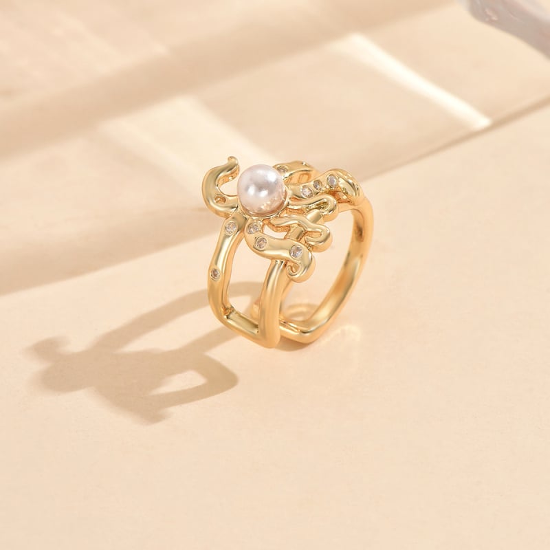 Bakrene naušnice s cirkonijem, ženski ležerni luksuzni stil, valoviti oblik