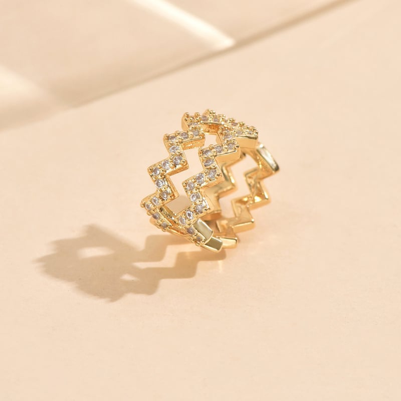 Bakrene naušnice s cirkonijem, ženski ležerni luksuzni stil, valoviti oblik