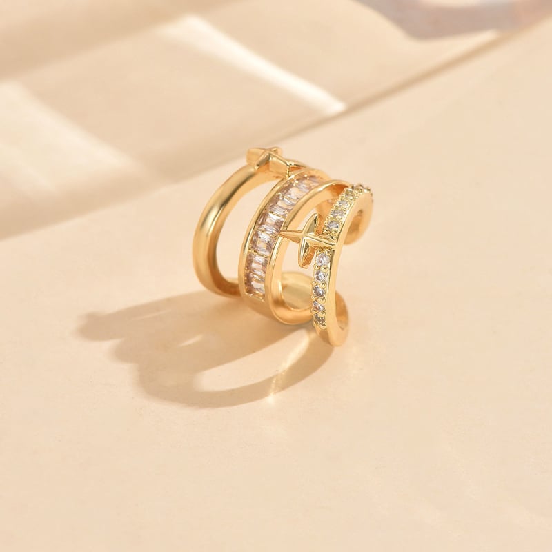 Bakrene naušnice s cirkonijem, ženski ležerni luksuzni stil, valoviti oblik