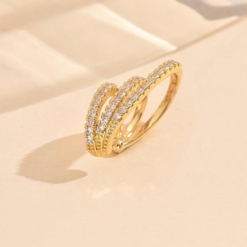 Bakrene naušnice s cirkonijem, ženski ležerni luksuzni stil, valoviti oblik