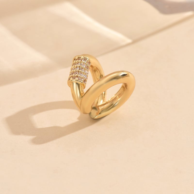 Bakrene naušnice s cirkonijem, ženski ležerni luksuzni stil, valoviti oblik