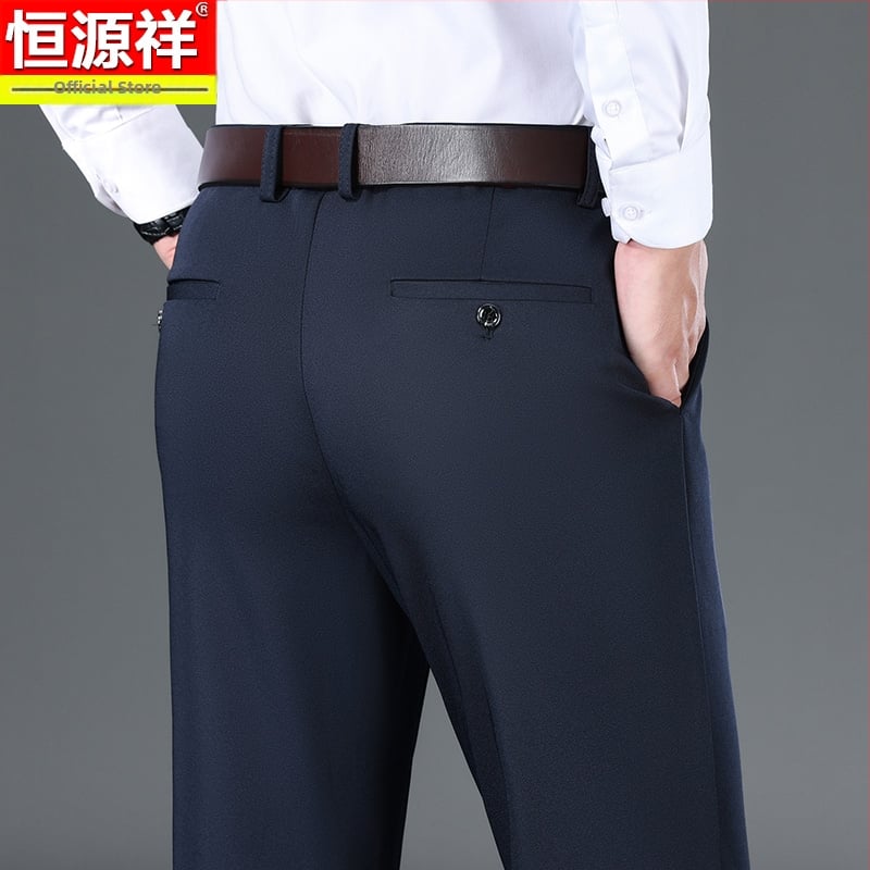 Meeste linased püksid, vaba lõige, sirge lõige, mikroelastsus, drapeeritud tekstuur – 2023 talv