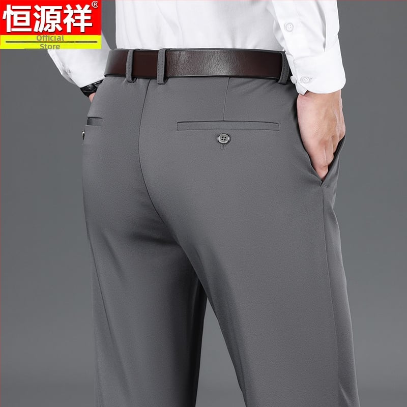 Meeste linased püksid, vaba lõige, sirge lõige, mikroelastsus, drapeeritud tekstuur – 2023 talv