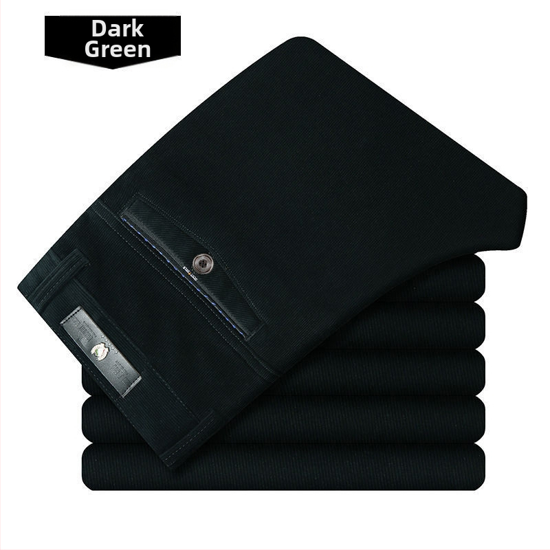 Ikdienas vīriešu bikses ar taisnu piegriezumu, augstu jostas līmeni, bieza kordūra audums ar poliestera piedevu, mikroelastība