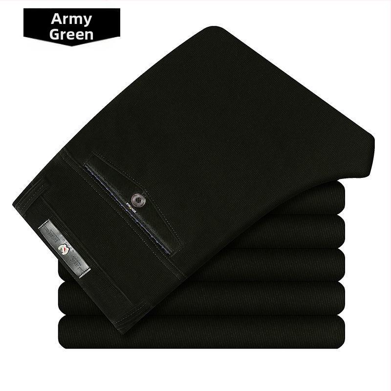 Ikdienas vīriešu bikses ar taisnu piegriezumu, augstu jostas līmeni, bieza kordūra audums ar poliestera piedevu, mikroelastība