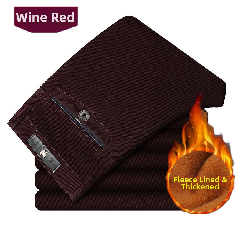 Ikdienas vīriešu bikses ar taisnu piegriezumu, augstu jostas līmeni, bieza kordūra audums ar poliestera piedevu, mikroelastība