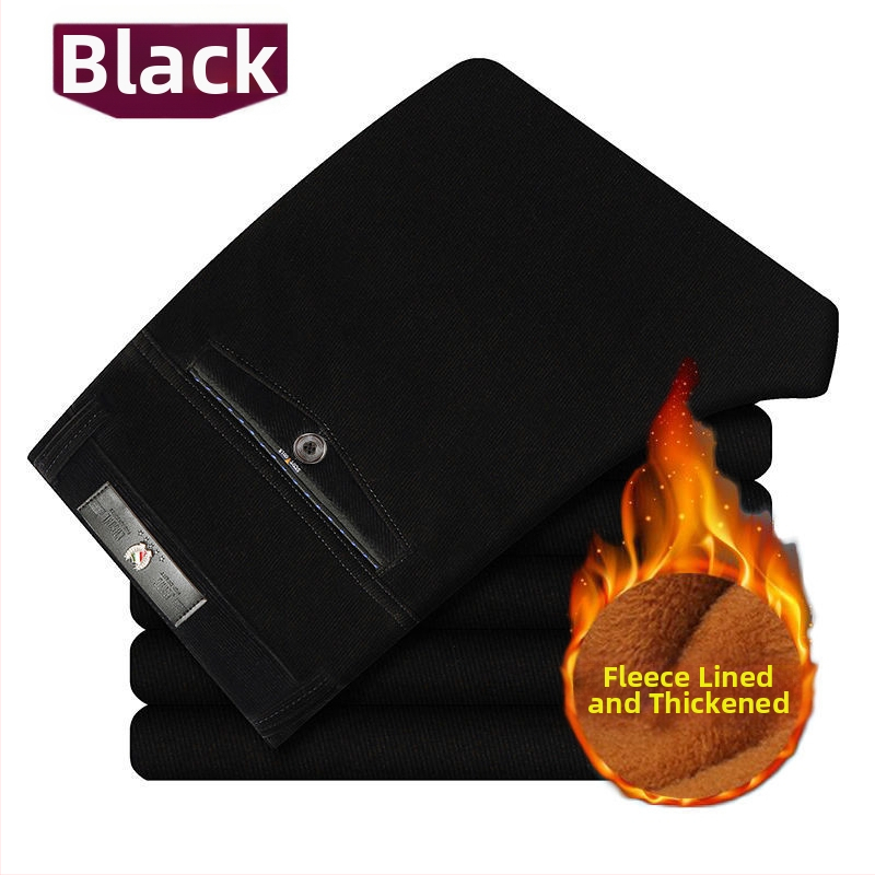 Ikdienas vīriešu bikses ar taisnu piegriezumu, augstu jostas līmeni, bieza kordūra audums ar poliestera piedevu, mikroelastība