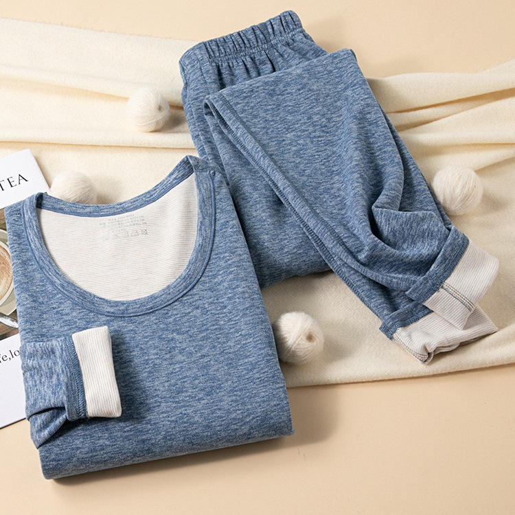 Set de lenjerie termică din lână, dublu strat, țesătură groasă 251-300 g/m2, pulover cu guler rotund și mâneci lungi, pantaloni, unisex