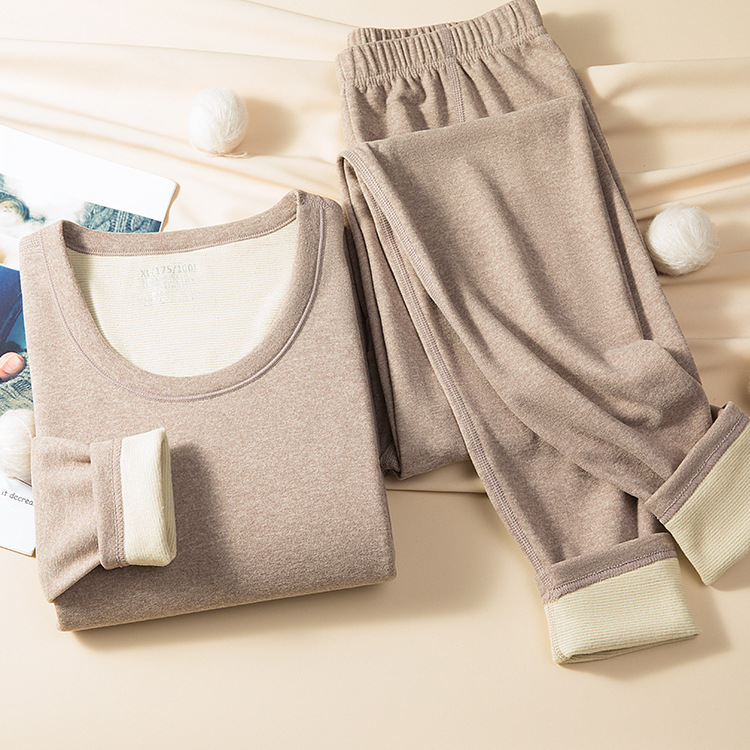 Set de lenjerie termică din lână, dublu strat, țesătură groasă 251-300 g/m2, pulover cu guler rotund și mâneci lungi, pantaloni, unisex