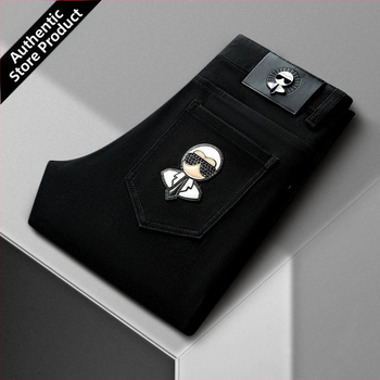 Meeste denim teksad Galeries Lafayette õmblustega, slim-fit, sirge lõige, keskmise tõstega, ensüümipesu, neli aastaaega