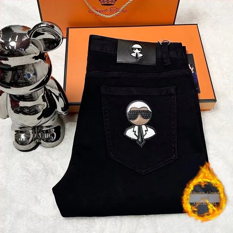 Meeste denim teksad Galeries Lafayette õmblustega, slim-fit, sirge lõige, keskmise tõstega, ensüümipesu, neli aastaaega