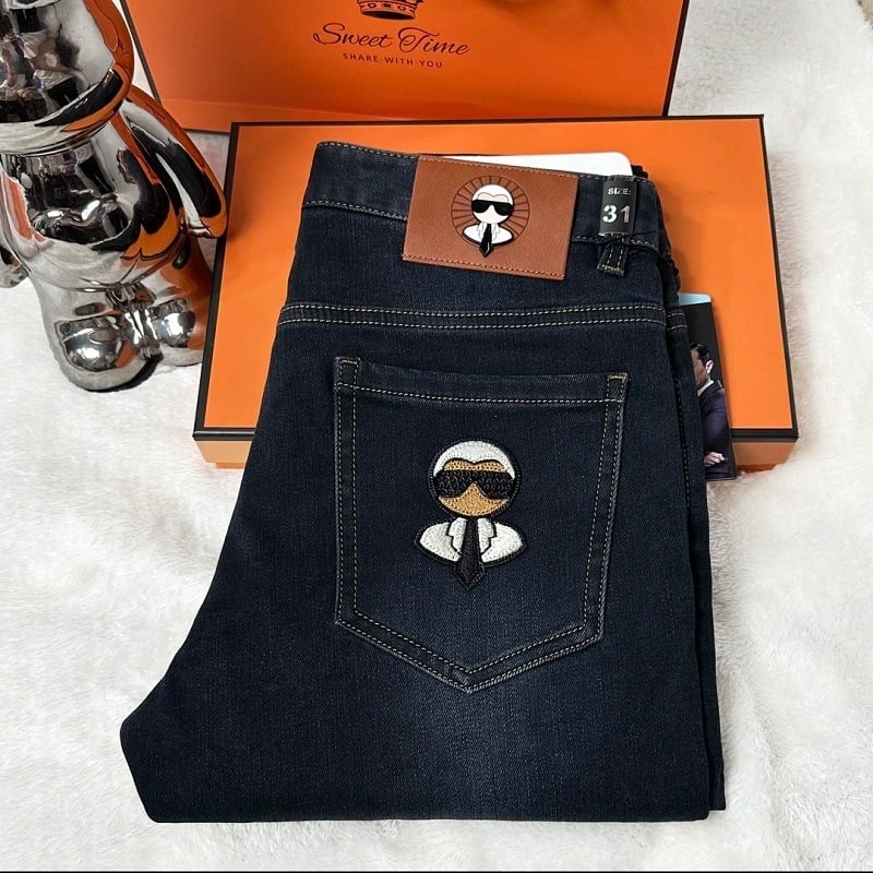 Meeste denim teksad Galeries Lafayette õmblustega, slim-fit, sirge lõige, keskmise tõstega, ensüümipesu, neli aastaaega