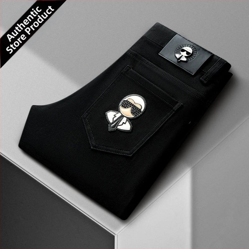 Meeste denim teksad Galeries Lafayette õmblustega, slim-fit, sirge lõige, keskmise tõstega, ensüümipesu, neli aastaaega