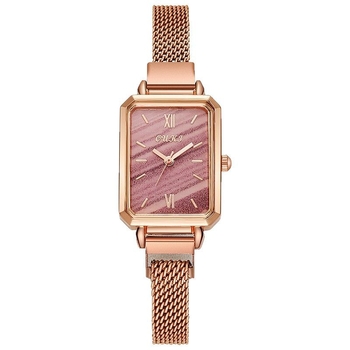 Ženski minimalistički retro sat s pravokutnim cifernikom, kvarcni mehanizam (Japan Miyota), Milanski nehrđajući čelični remen, kućište od legure