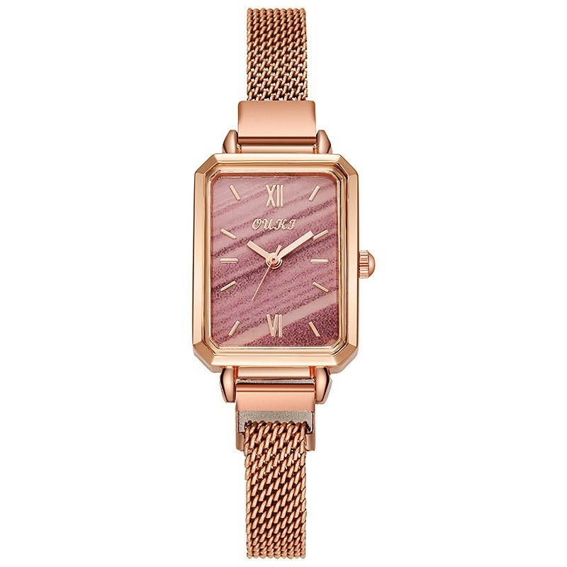 Ženski minimalistički retro sat s pravokutnim cifernikom, kvarcni mehanizam (Japan Miyota), Milanski nehrđajući čelični remen, kućište od legure