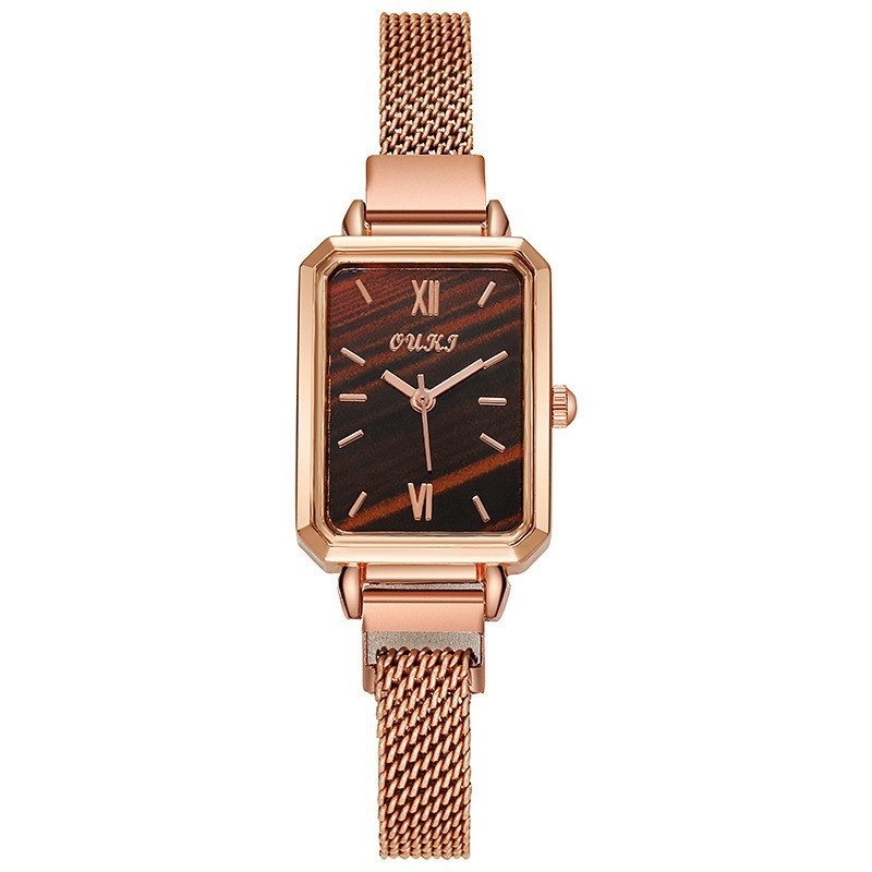 Ženski minimalistički retro sat s pravokutnim cifernikom, kvarcni mehanizam (Japan Miyota), Milanski nehrđajući čelični remen, kućište od legure