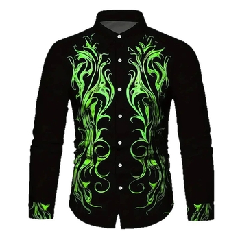 Izuzetna retro muška košulja s 3D floralnim printom, slim fit, dugi rukavi, s kopčama sprijeda, prikladna za ležerni i formalni stil