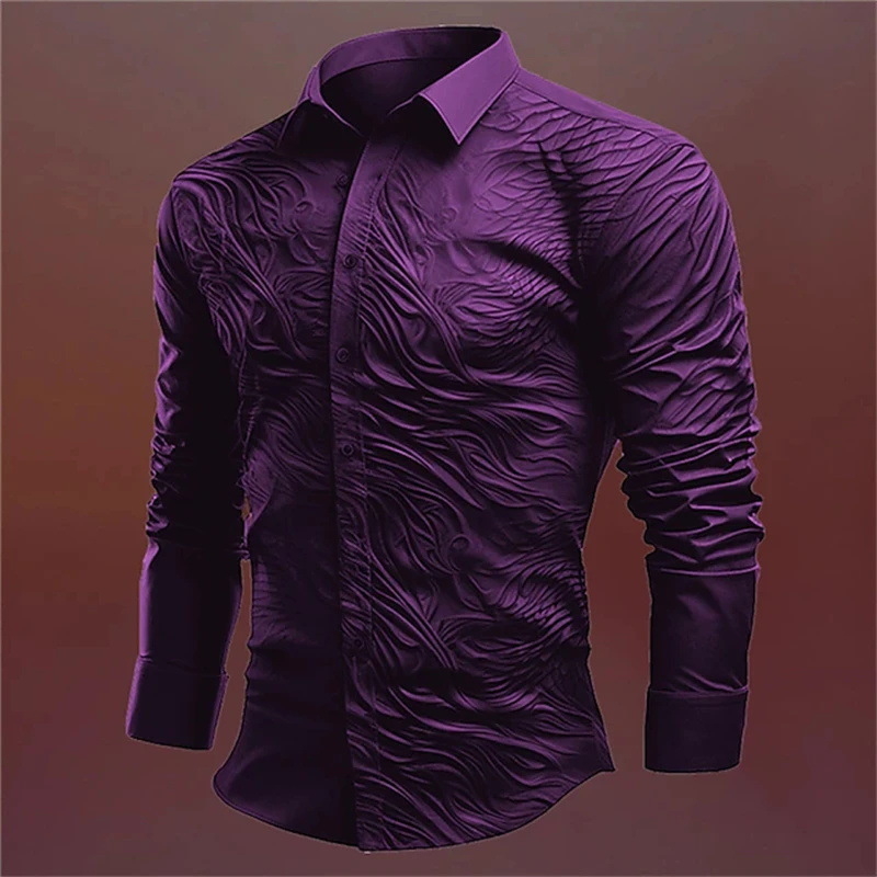 Izuzetna retro muška košulja s 3D floralnim printom, slim fit, dugi rukavi, s kopčama sprijeda, prikladna za ležerni i formalni stil