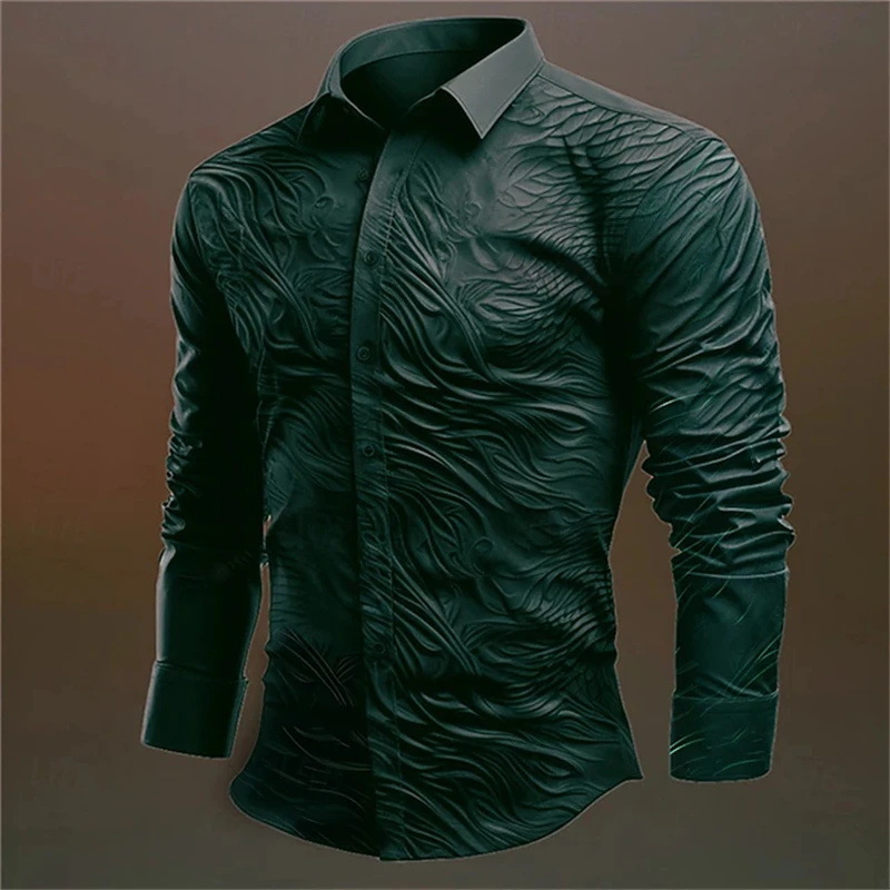Izuzetna retro muška košulja s 3D floralnim printom, slim fit, dugi rukavi, s kopčama sprijeda, prikladna za ležerni i formalni stil