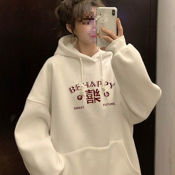 Ženski fleec hoodie za jesen/zimu, plus veličina, opuštena silueta, dugi rukavi, korejski stil