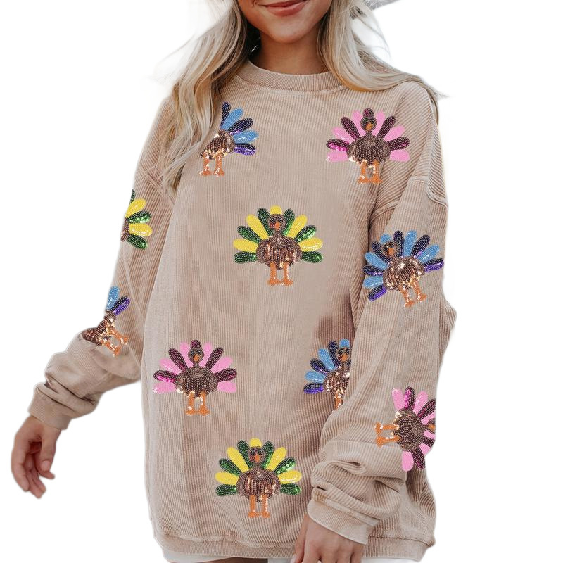 Ženski hoodie s božićnim printom, opušten kroj, dugi rukavi, jesen-zima 2025