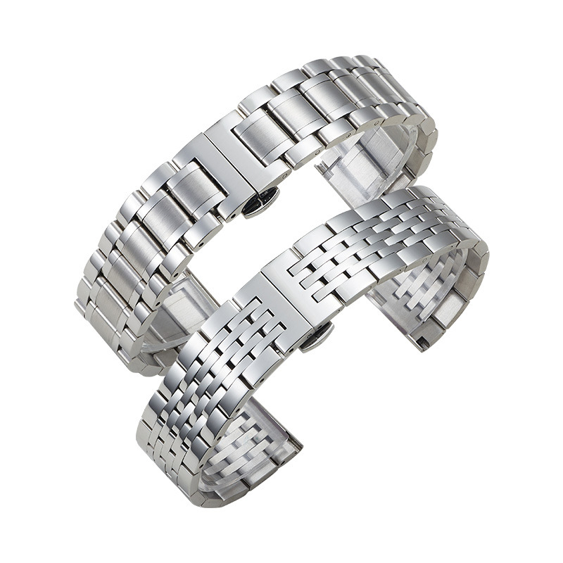 Čelična narukvica za sat s zakrivljenim spojem i leptir kopčom