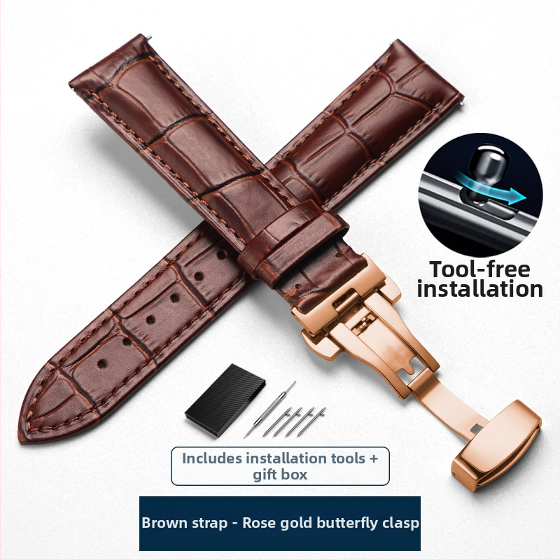 Unisex kožni remen za sat s iglom kopčom i leptir kopčom, universalna kompatibilnost s vodećim markama
