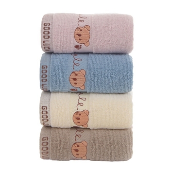 Bērnu kokvilnas dvieļš ar karikatūras motīvu, izšūšana un džakarda audums, 50–80 g, pielāgota apstrāde