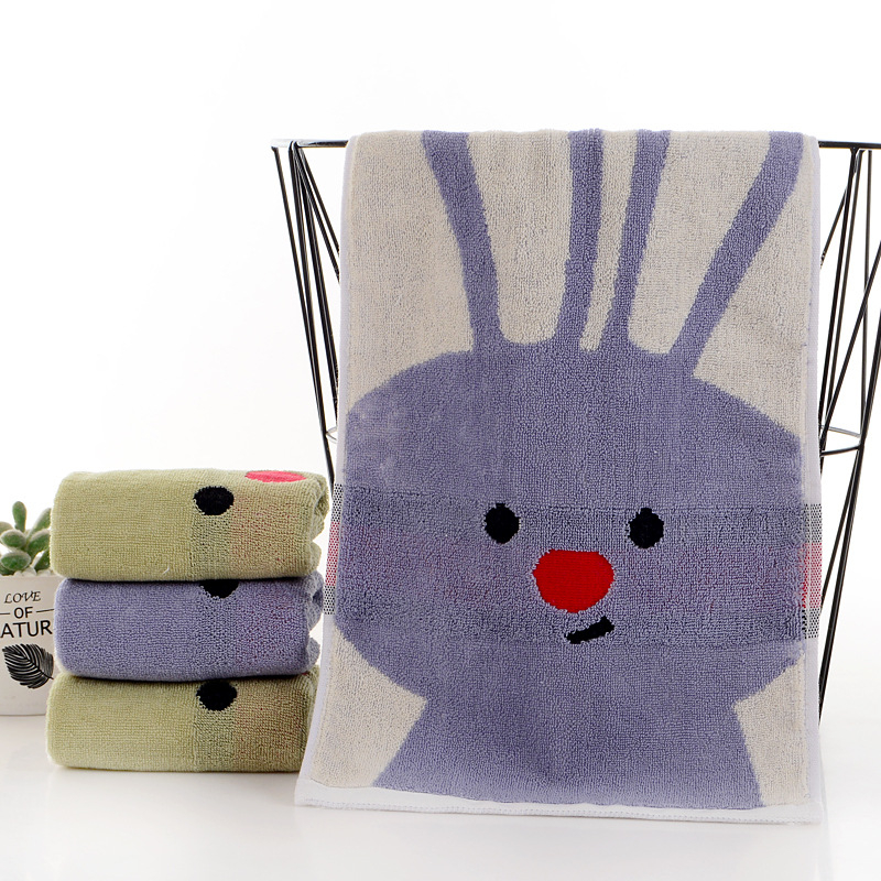 Bērnu kokvilnas dvieļš ar karikatūras motīvu, izšūšana un džakarda audums, 50–80 g, pielāgota apstrāde