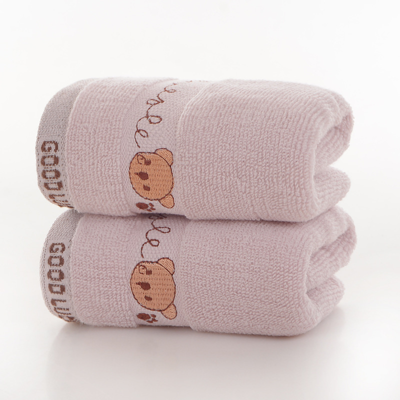 Bērnu kokvilnas dvieļš ar karikatūras motīvu, izšūšana un džakarda audums, 50–80 g, pielāgota apstrāde