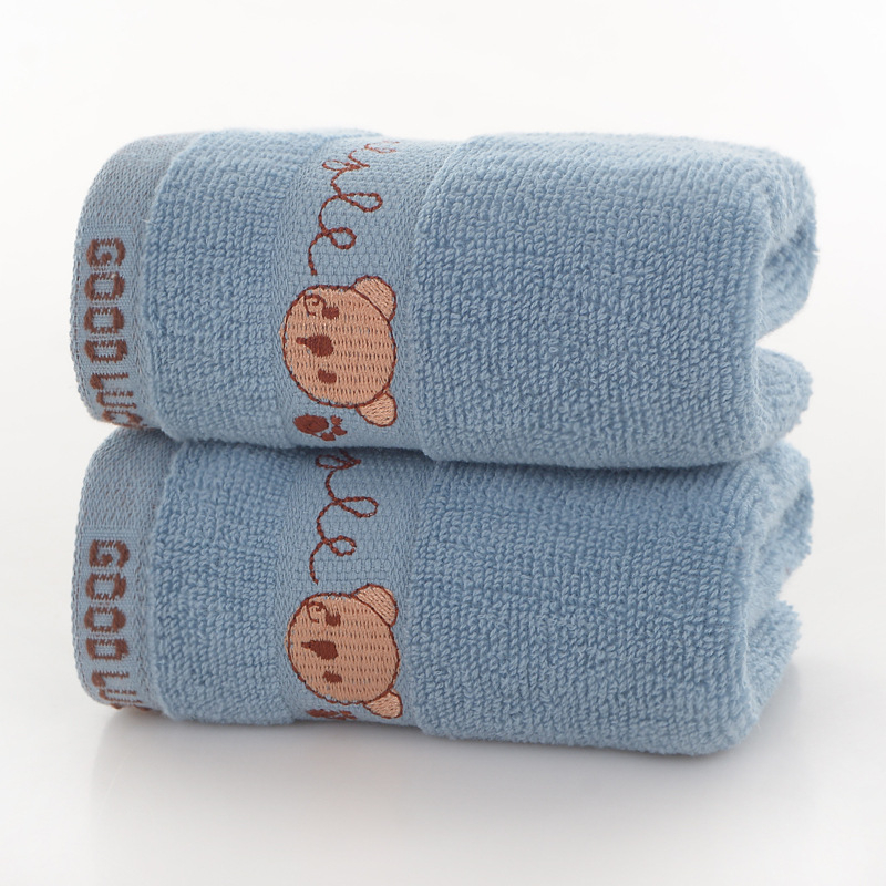 Bērnu kokvilnas dvieļš ar karikatūras motīvu, izšūšana un džakarda audums, 50–80 g, pielāgota apstrāde