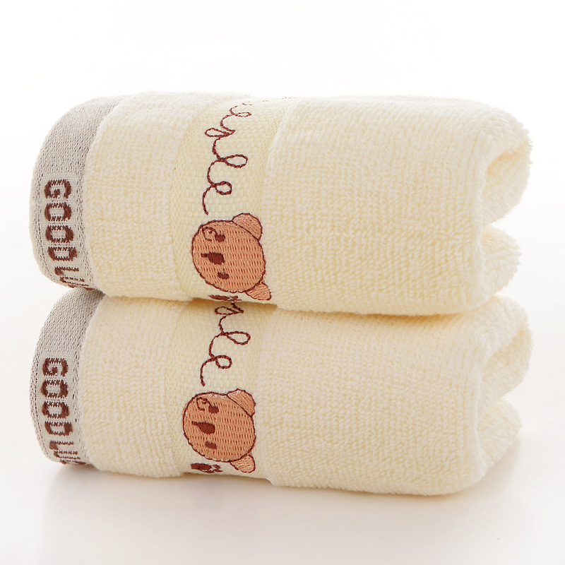 Bērnu kokvilnas dvieļš ar karikatūras motīvu, izšūšana un džakarda audums, 50–80 g, pielāgota apstrāde