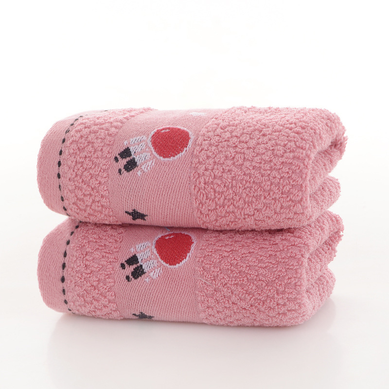 Bērnu kokvilnas dvieļš ar karikatūras motīvu, izšūšana un džakarda audums, 50–80 g, pielāgota apstrāde