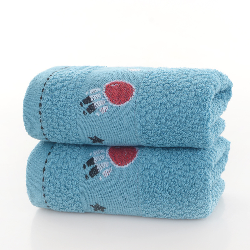 Bērnu kokvilnas dvieļš ar karikatūras motīvu, izšūšana un džakarda audums, 50–80 g, pielāgota apstrāde