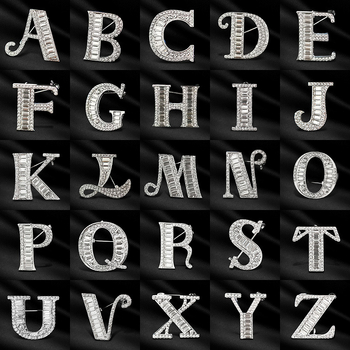 Broš od legure s slovima engleske abecede, rhinestones, dijamantni završetak, unisex dodatak za poklon