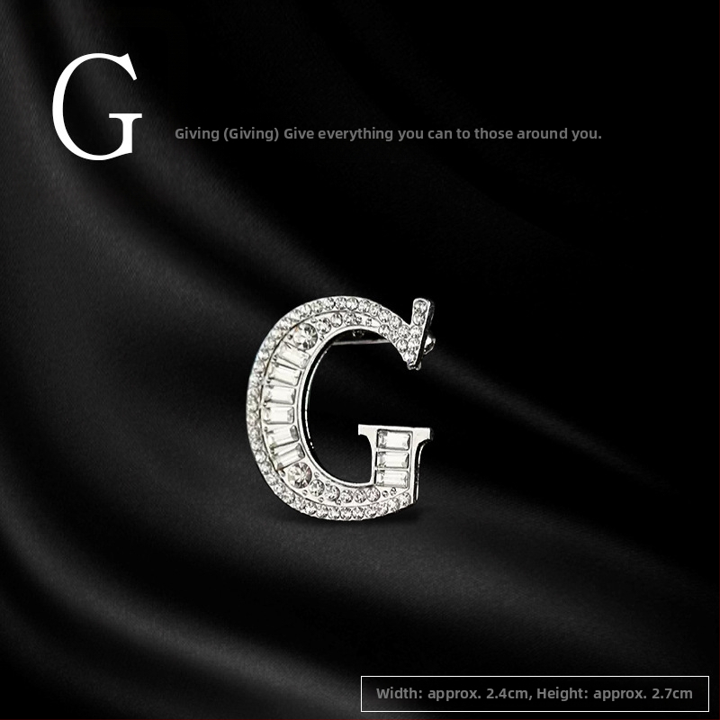 Broš od legure s slovima engleske abecede, rhinestones, dijamantni završetak, unisex dodatak za poklon