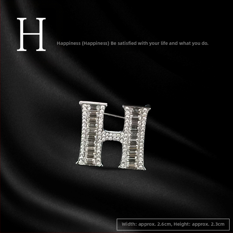 Broš od legure s slovima engleske abecede, rhinestones, dijamantni završetak, unisex dodatak za poklon