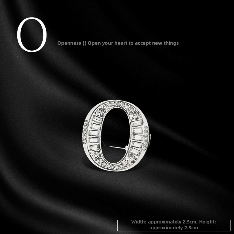 Broš od legure s slovima engleske abecede, rhinestones, dijamantni završetak, unisex dodatak za poklon